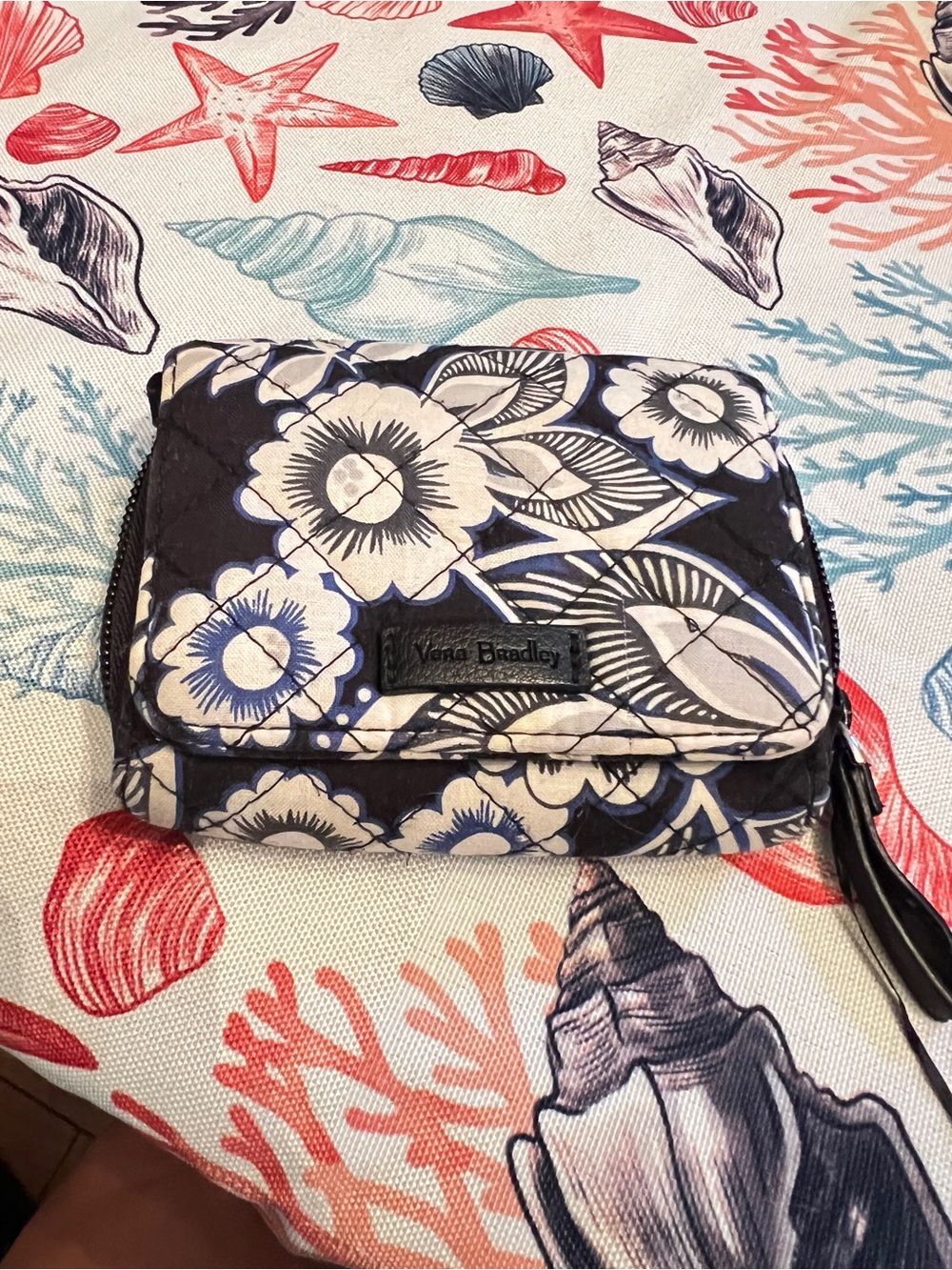 Vera Bradley Navy and White Floral Quilted Wallet